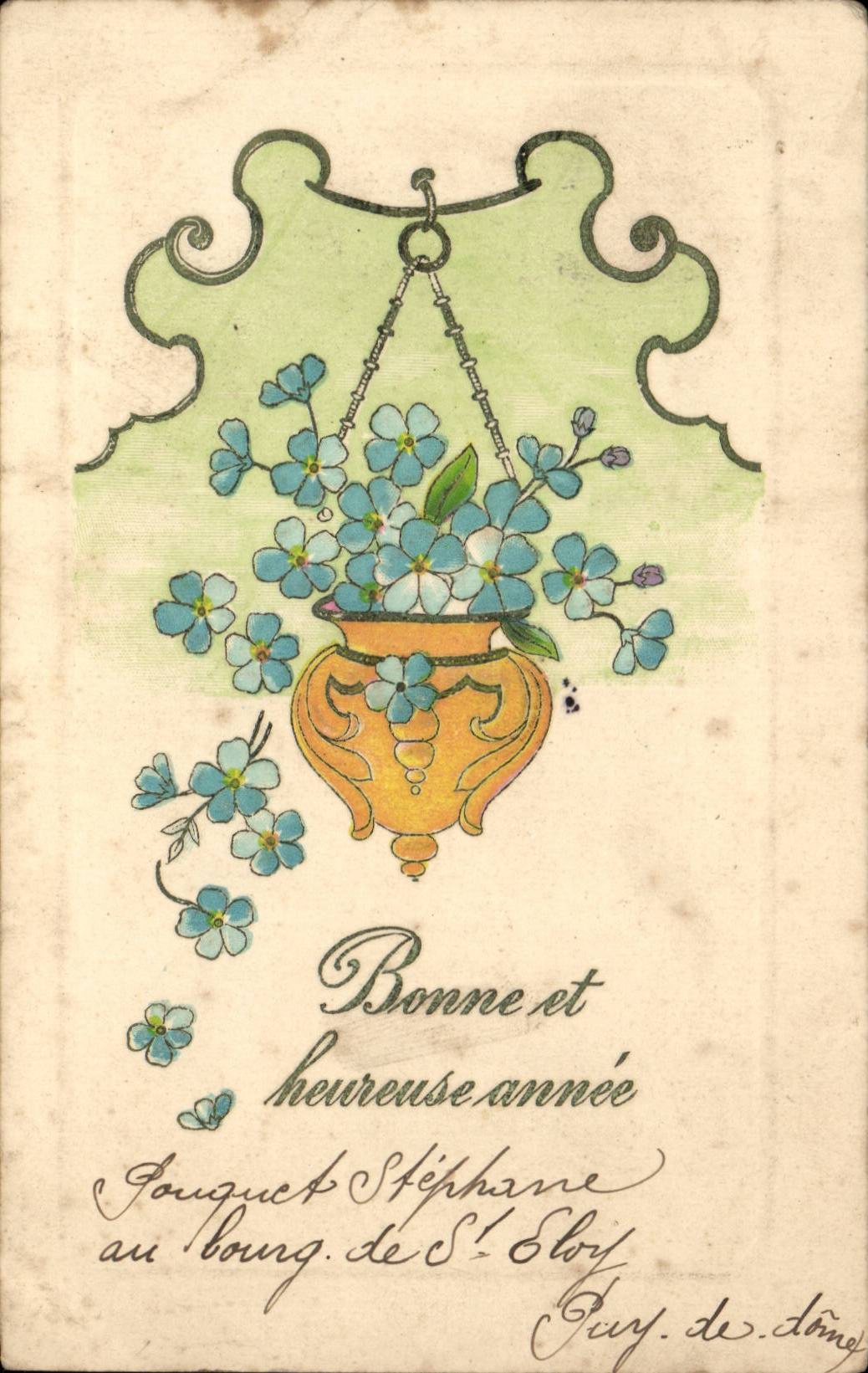 CPA Fantaisie Pot de fleur ( en relief )