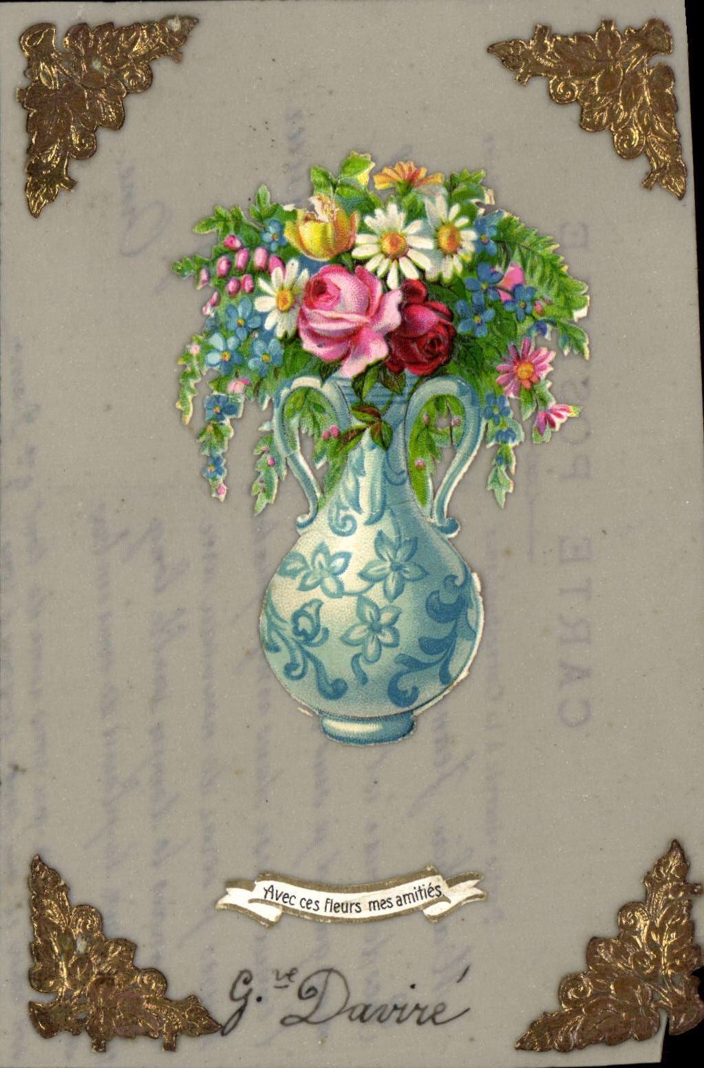 CPA Fantaisie Fleur ( en relief )