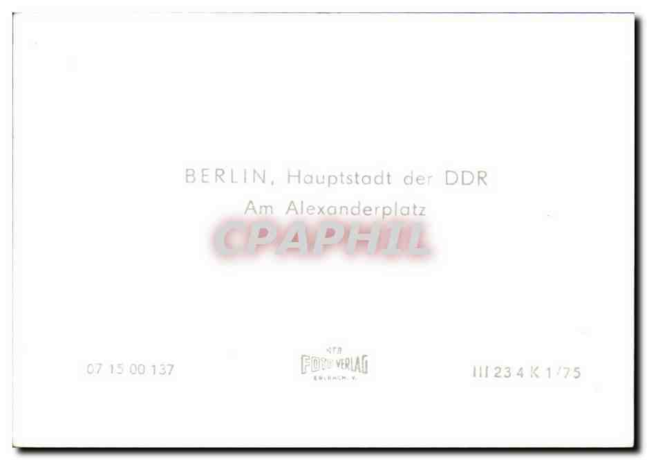 CPSM Berlin Haupstadt der DDR Am Alexanderplatz — Rückseite