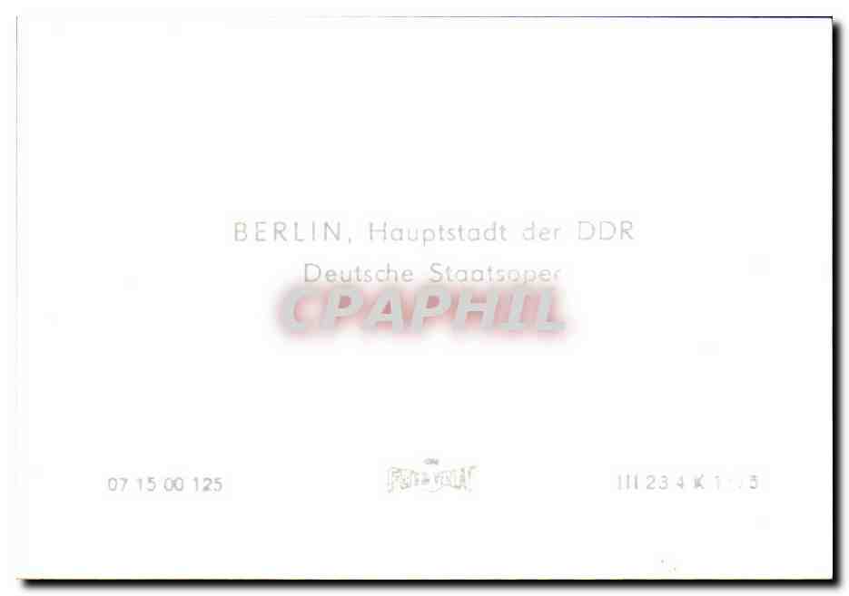 CPSM Berlin Haupstadt der DDR Deutsche Staatsaper — Rückseite