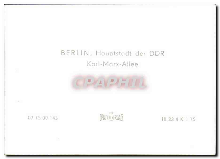 CPSM Berlin Haupstadt der DDR Karl Marx Allee — Rückseite