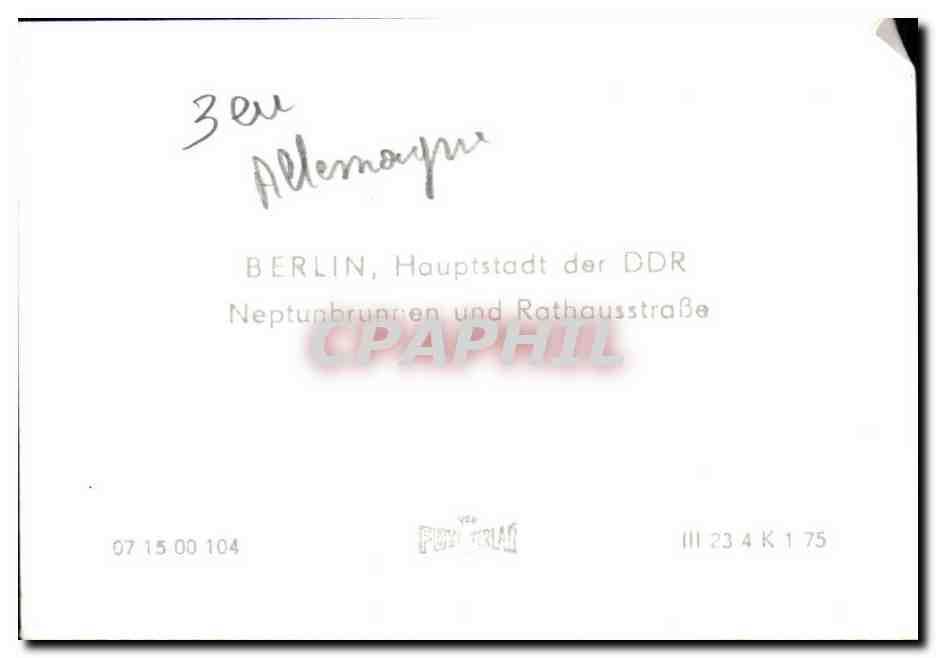 CPSM Berlin Haupstadt der DDR Netptunbrunnen und Rathausstrasse — Rückseite
