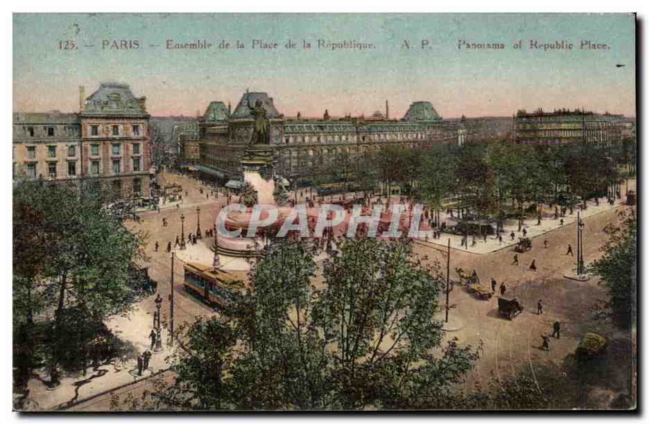Paris CPA Ensemble de la place de la Republique