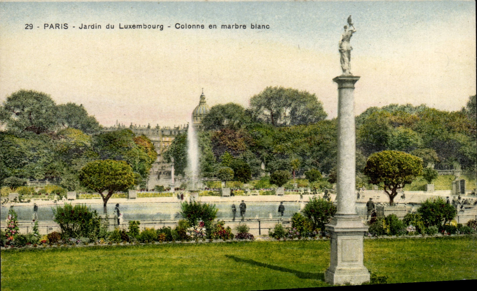 Paris CPA Jardin du Luxembourg Colonne en marbre blanc