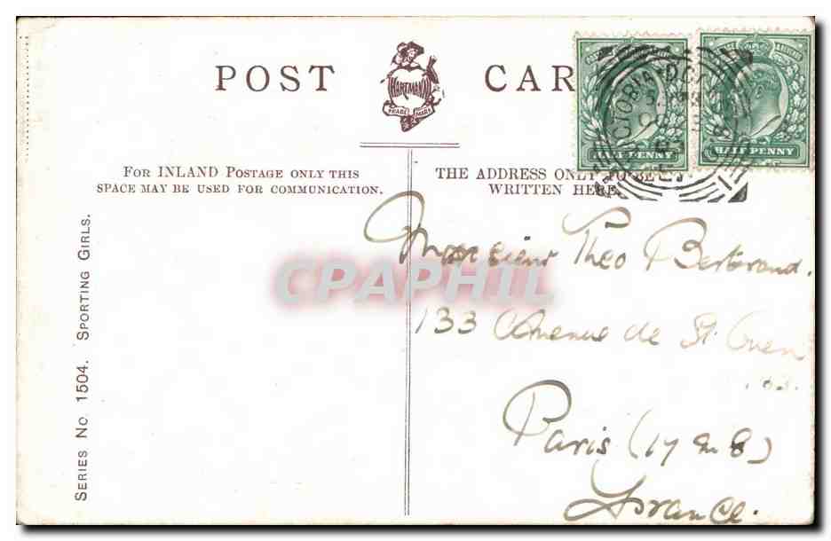 Sporting Girls — série 1504 — éditeur H. Hartmann & Co. — Verso