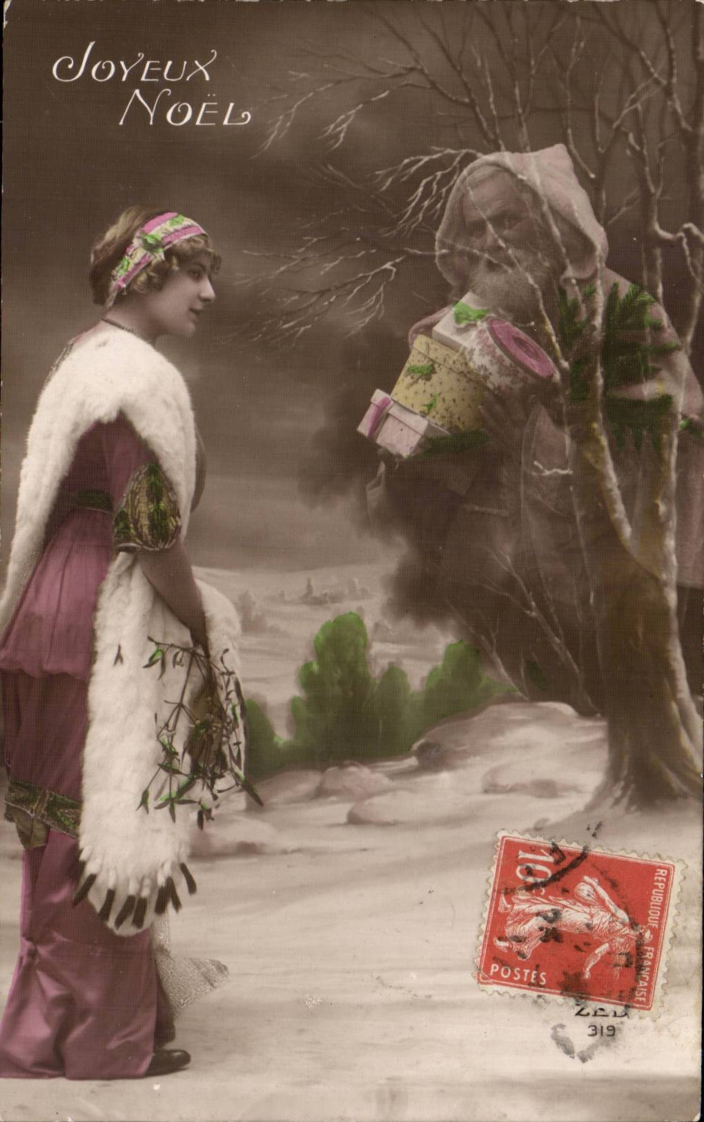CPA Fantaisie Femme Joyeux Noel Christmas
