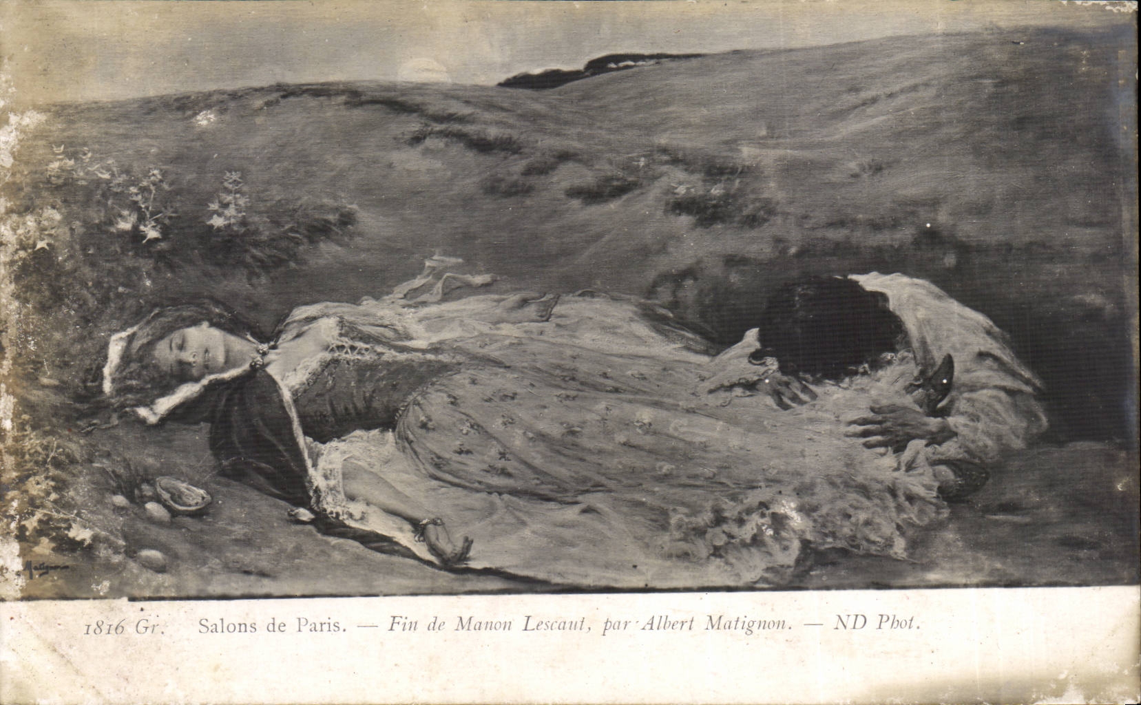 CPA Fantaisie SAlons de Paris Fin de manon Lescaut par Albert Matignon
