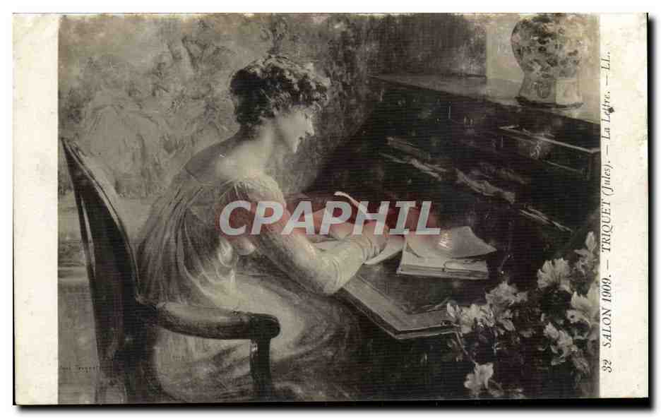 CPA Fantaisie Salons de 1909 TRiquet La lettre