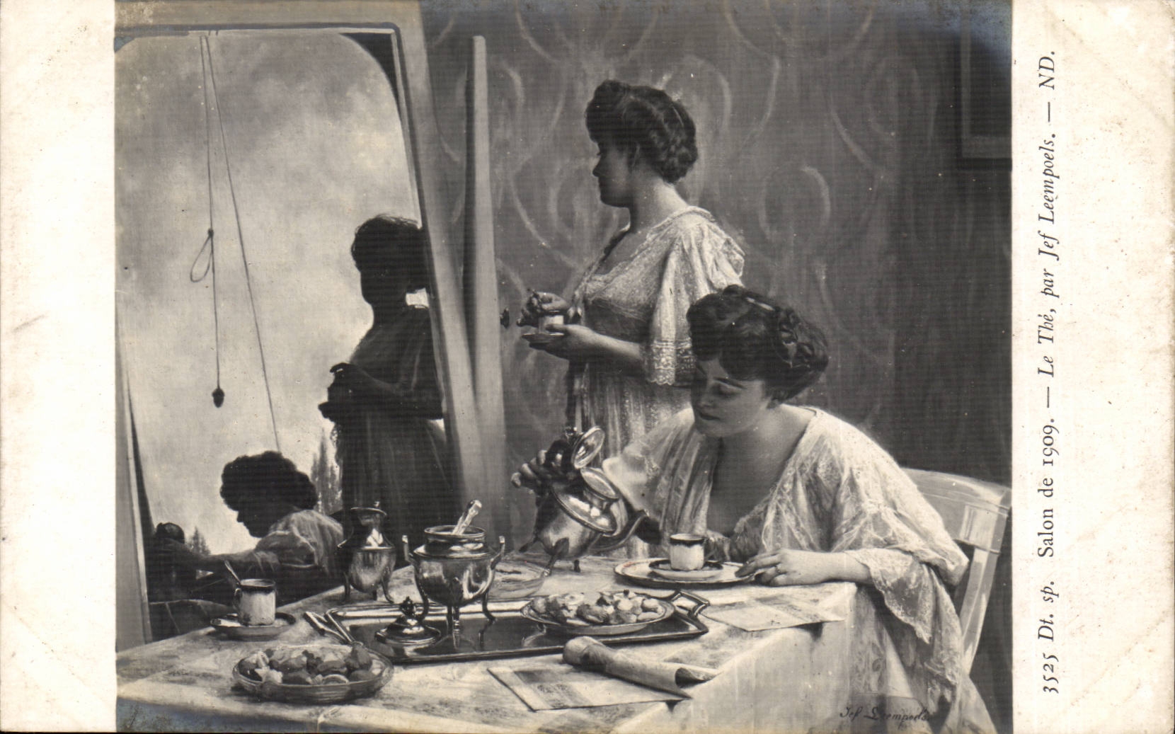 CPA Fantaisie Salon de 1909 Le the par Jef Leempoels