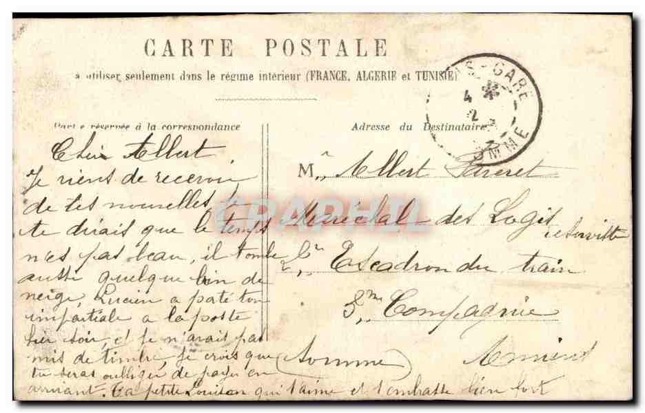 Femme surprise par la poste — scène comique — éditeur non visible — Achterkant