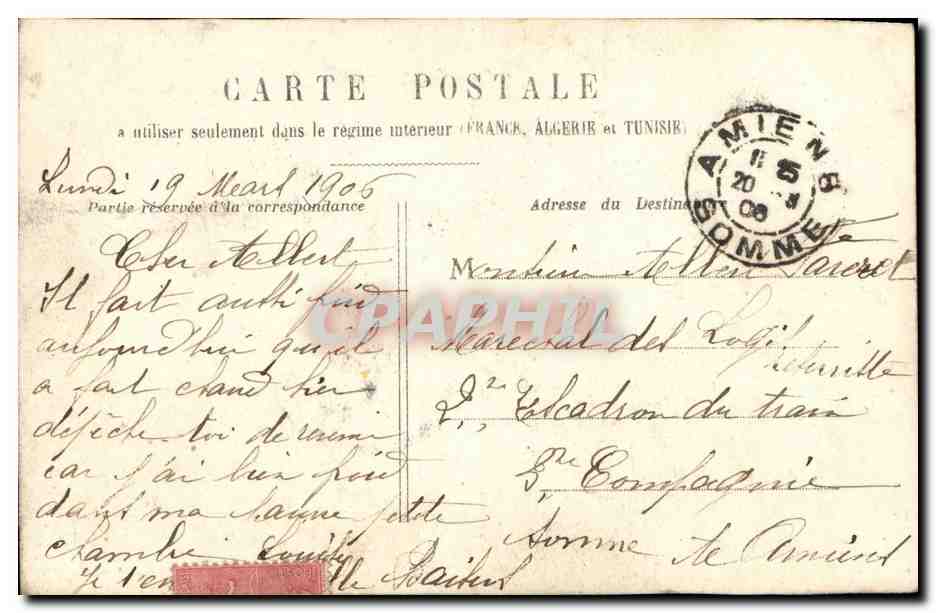Pauvre petite chambre où nous nous sommes tant aimés! — Amiens, 1906 — éditeur non visible — Verso