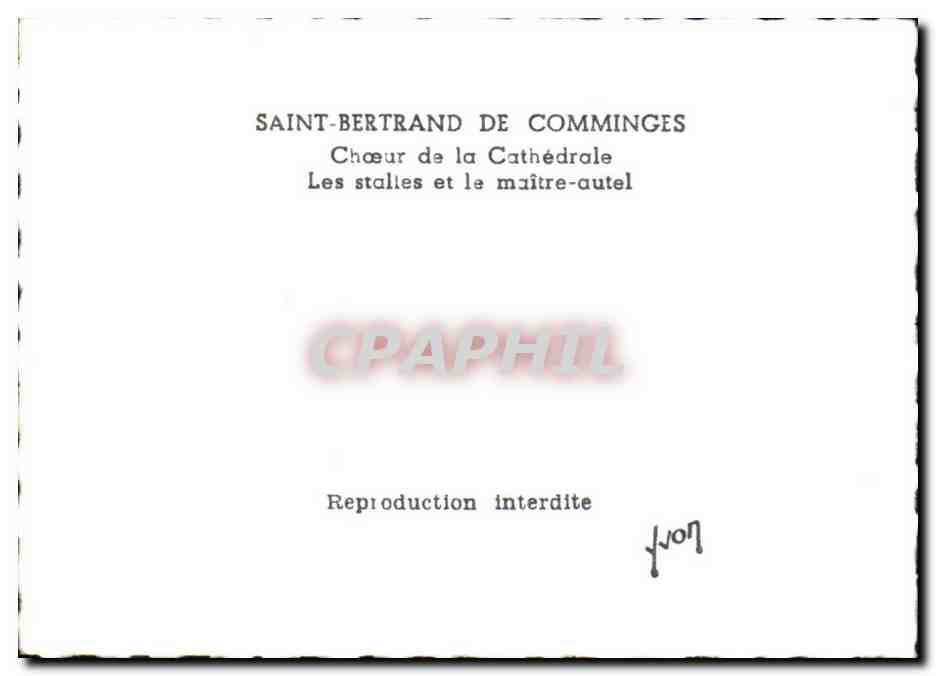 CPSM Saint Bertrand de Comminges Choeur de la cathedrale Les stalles du maitre autel — Verso
