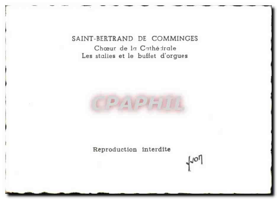 CPSM Saint Bertrand de Comminges Choeur de la cathedrale Les stalles et le buffet d' orgues orgue — Verso