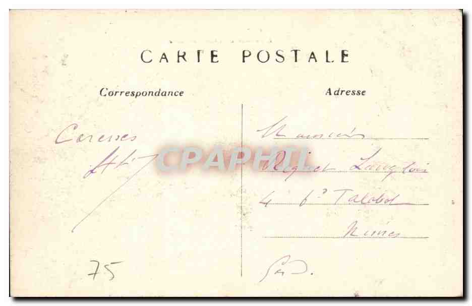Paris CPA L'avenue de l'observatoire — Rückseite