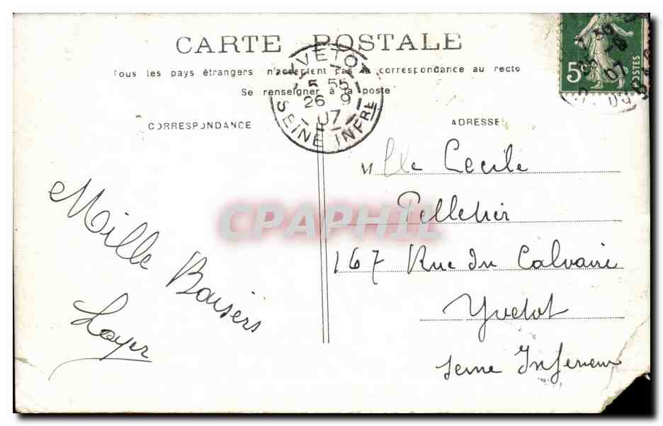 Paris CPA Porte Saint Denis — Verso