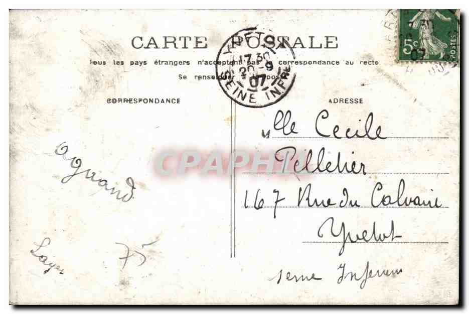 Paris CPA Hotel de ville — Rückseite