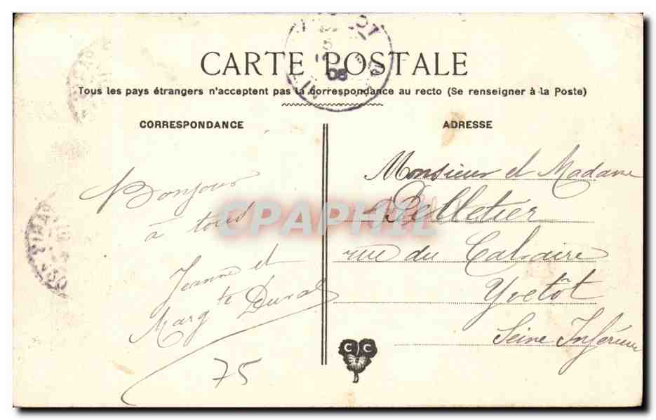 Paris CPA Palais de justice Cour d'assises — Verso
