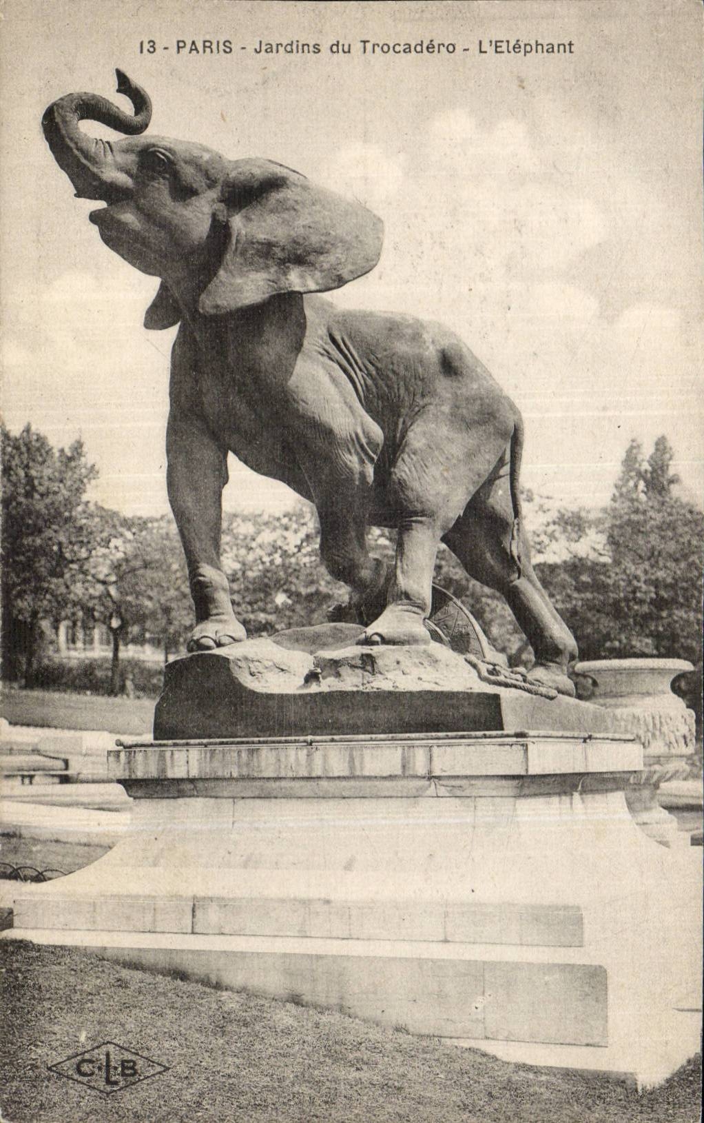 Paris CPA Le Trocadero Jardins Elephant