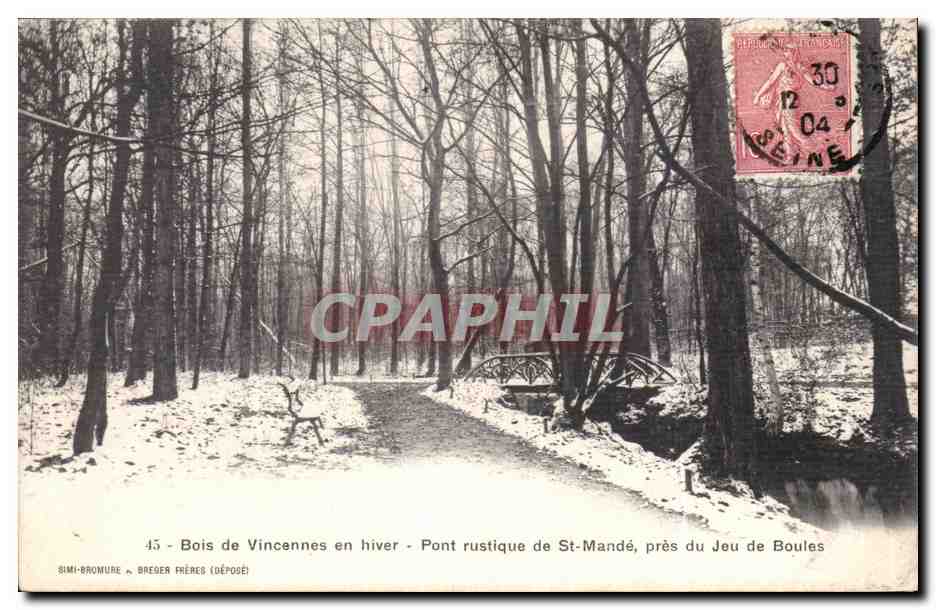 Wald von Vincennes im Winter — rustikaler Brücke von St-Mandé, nahe dem Boules-Platz — Breguer Frères (deposited)