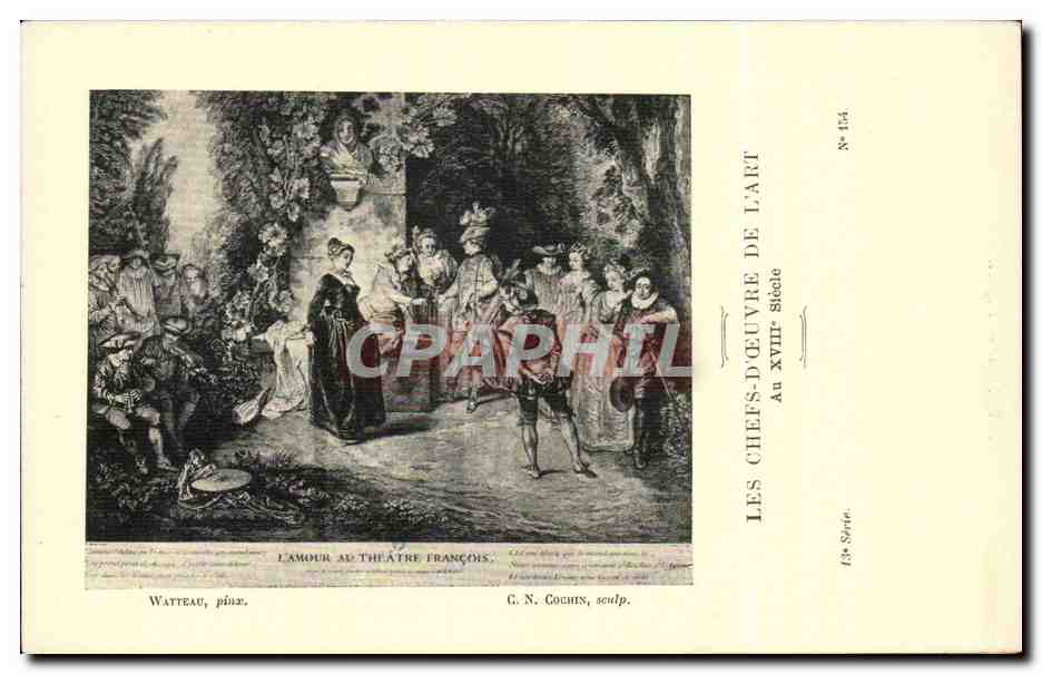 CPA Fantaisie Les chefs d'oeuvre de l'art du 18eme L'amour au theatre francais Watteau Cochin