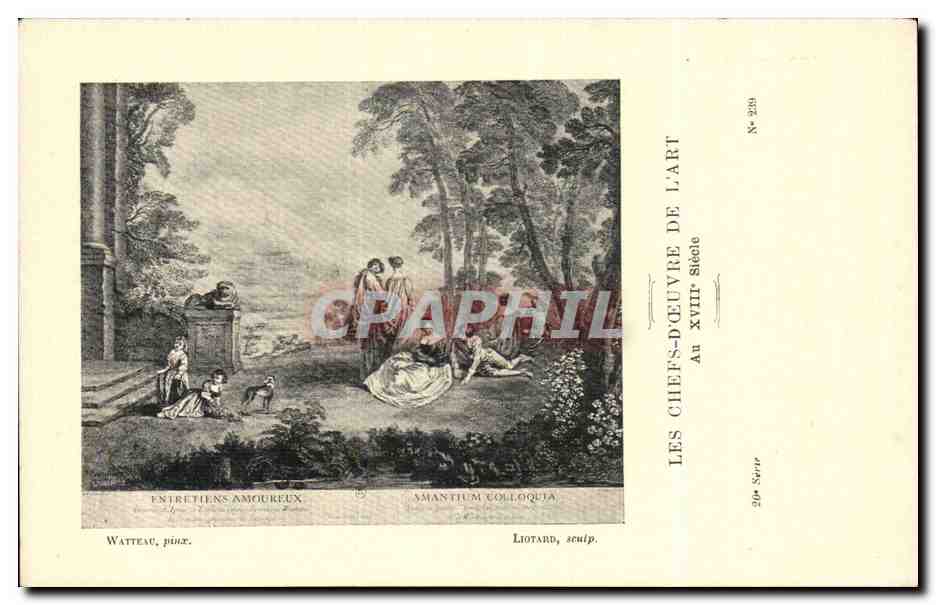 CPA Fantaisie Les chefs d'oeuvre de l'art du 18eme Entretien amoureux Watteau Liotard