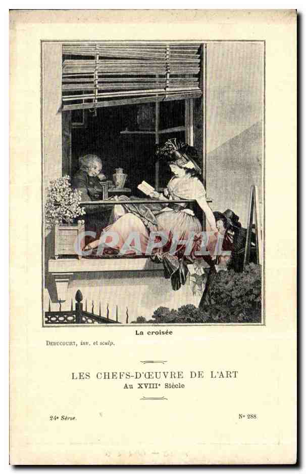 CPA Fantaisie Les chefs d'oeuvre de l'art du 18eme La croisee Debucourt 
