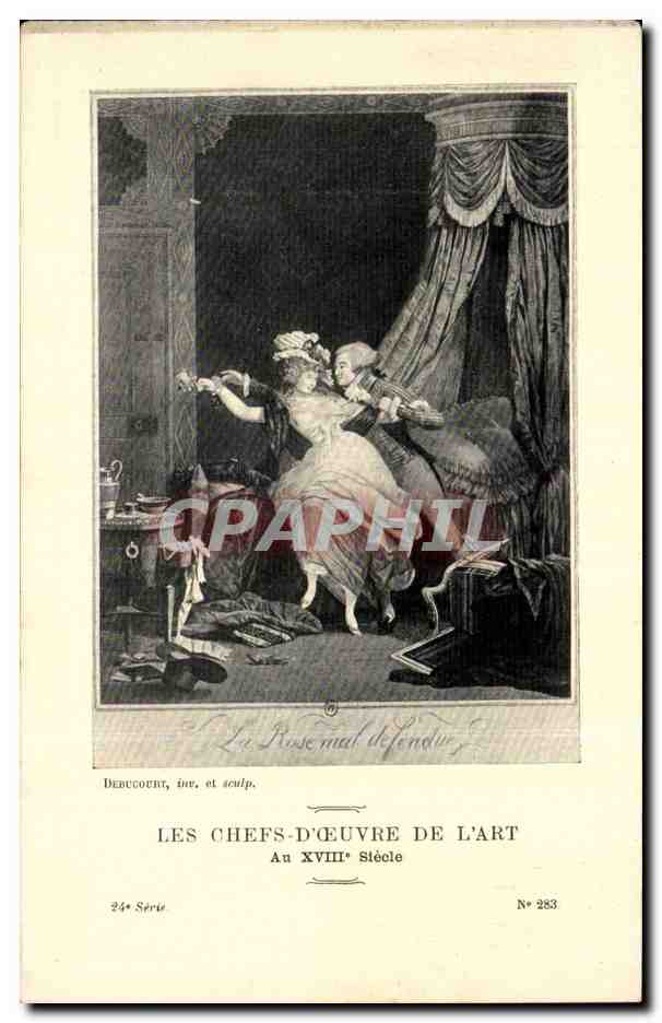 La Rosemal défendu — Les Chefs-d'Œuvre de l'Art — XVIIIe siècle — Débucourt, inv. et sculp. — N° 283 — 24e Série