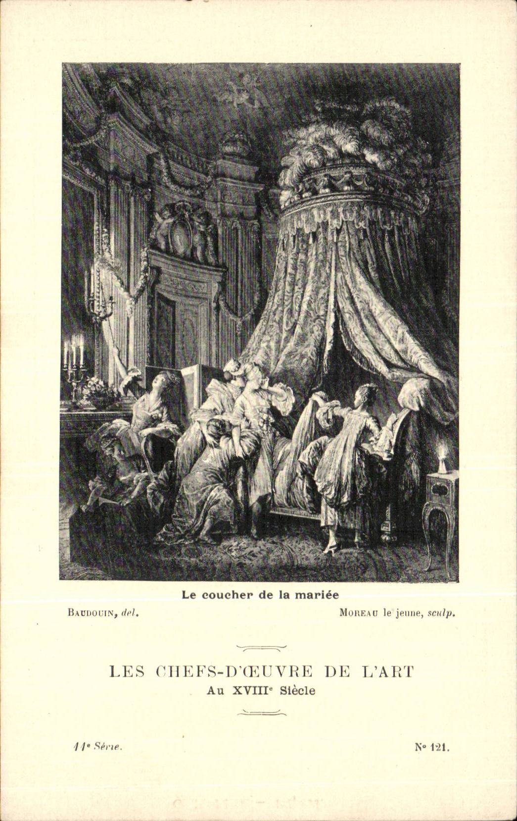 CPA Fantaisie Les chefs d'oeuvre de l'art du 18eme Le coucher de la mariee Baudouin Moreau le jeune
