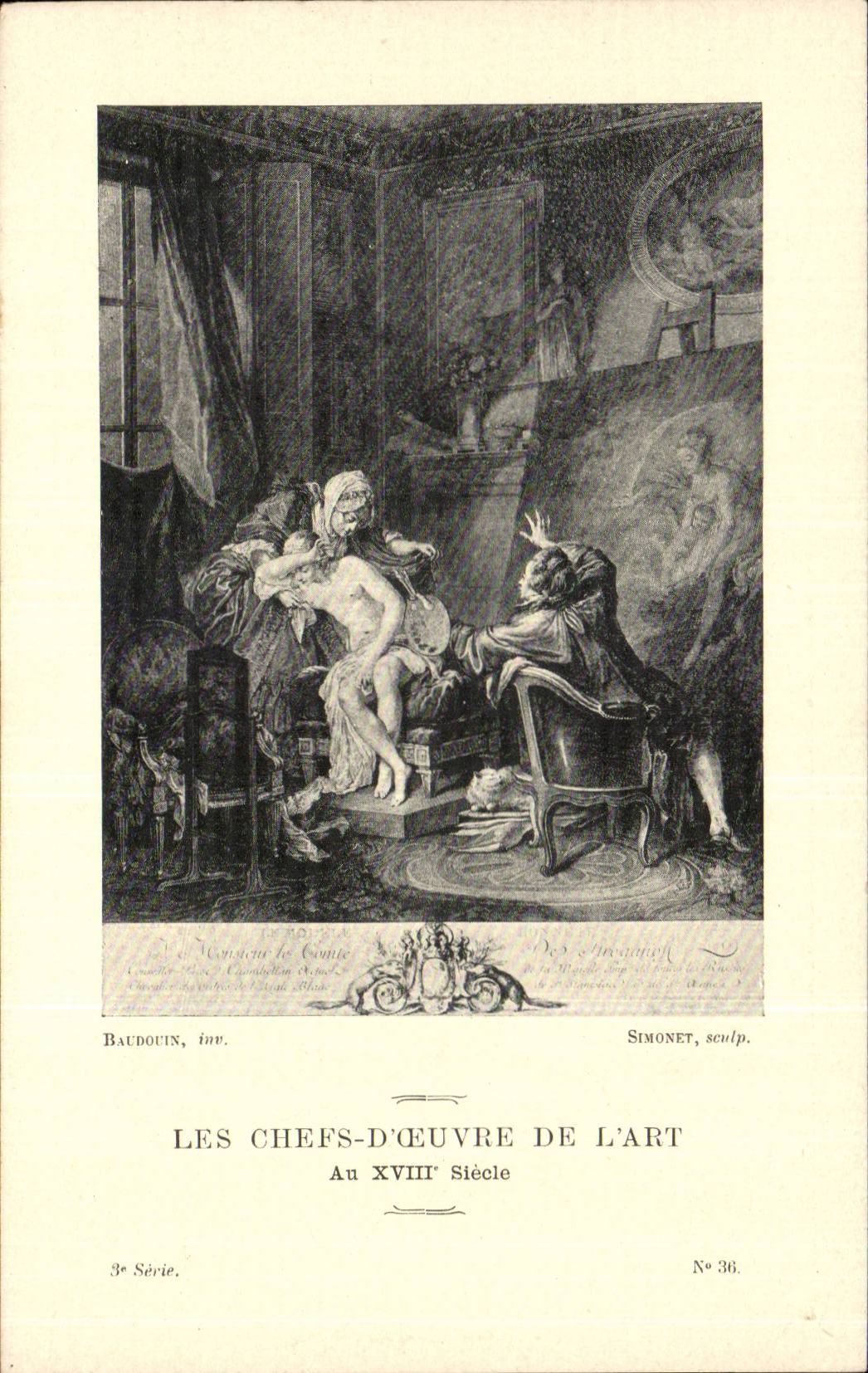 CPA Fantaisie Les chefs d'oeuvre de l'art du 18eme Le modele Baudouin simonet