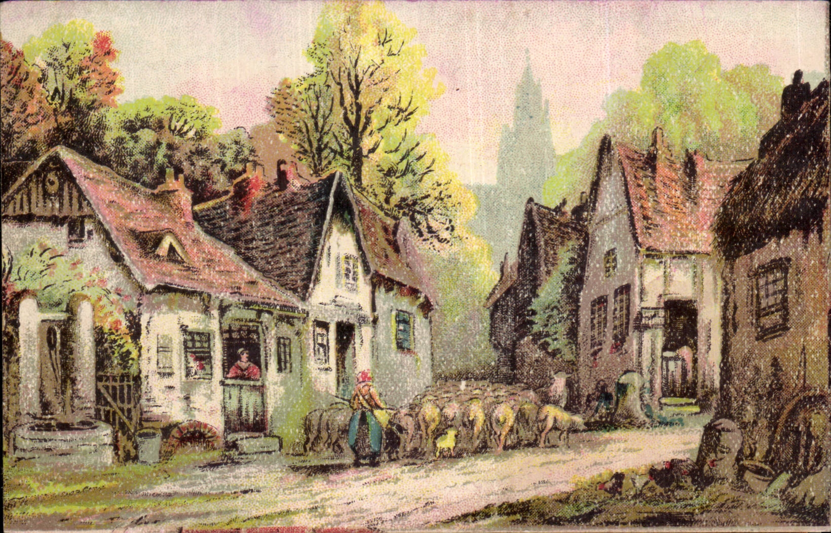 CPA Fantaisie Paysage Moutons Elevage