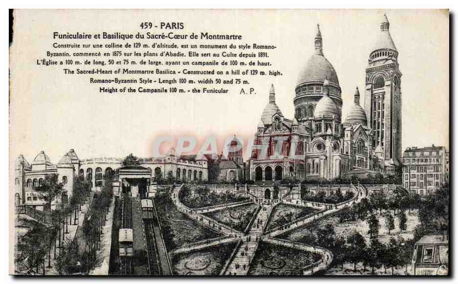 Paris CPA Funiculaire et basilique du Sacre Coeur de Montmartre