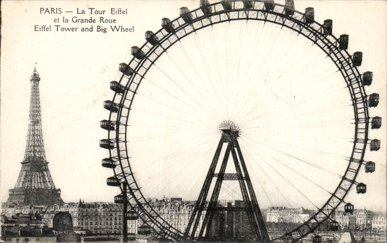 Paris CPA La Tour Eiffel et la grande roue 