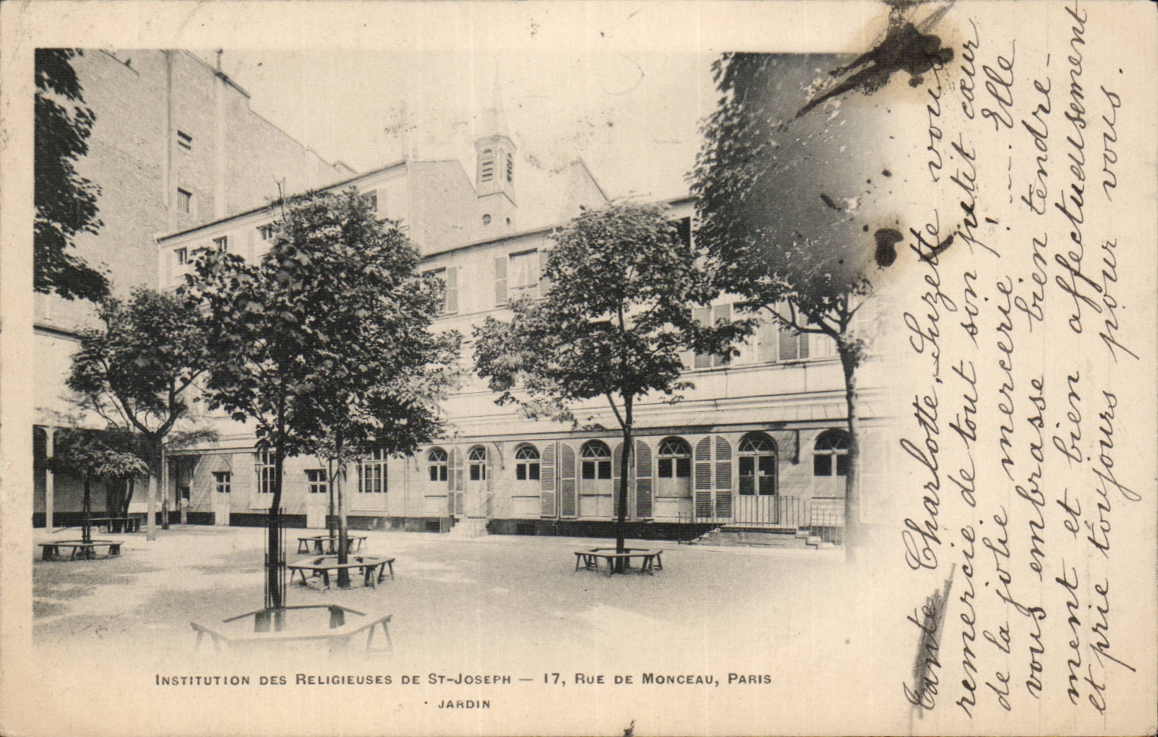 Paris CPA Insitution des religieuses de Saint Joseph 17 rue de Monceau