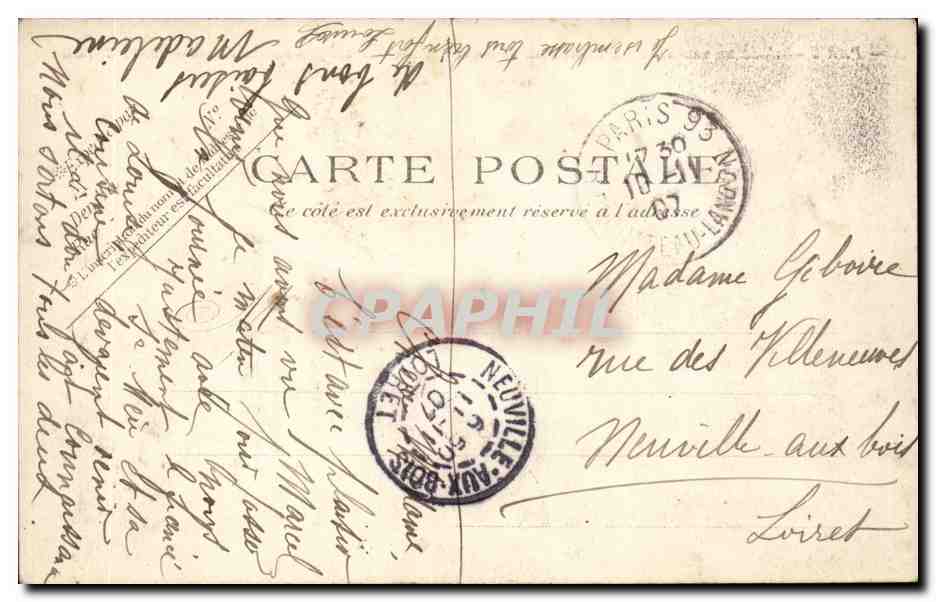 Paris CPA L'arc de triomphe du CArrousel et ancien pilier des grilles des Tuileries — Verso