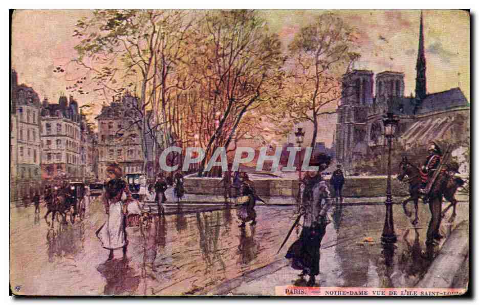 Paris CPA Notre DAme vue de l'ile Saint louis 
