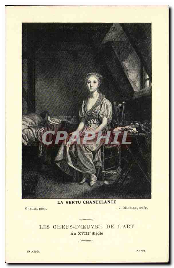 CPA Fantaisie Les chefs d'oeuvre de l'art du 18eme La vertu chancelante Greuze Massard