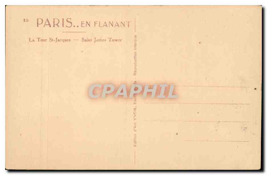 Paris CPA Tour Saint Jacques — Verso