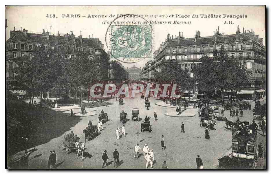 Paris CPA Avenue de l' Opera et place du theatre francais