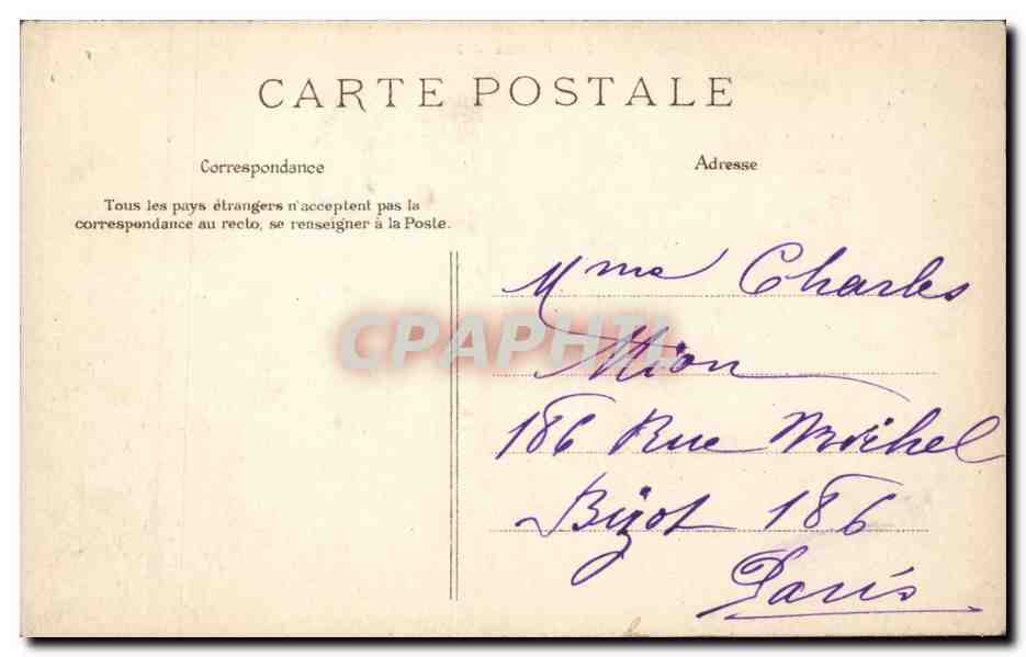Paris CPA Hotel de ville — Verso