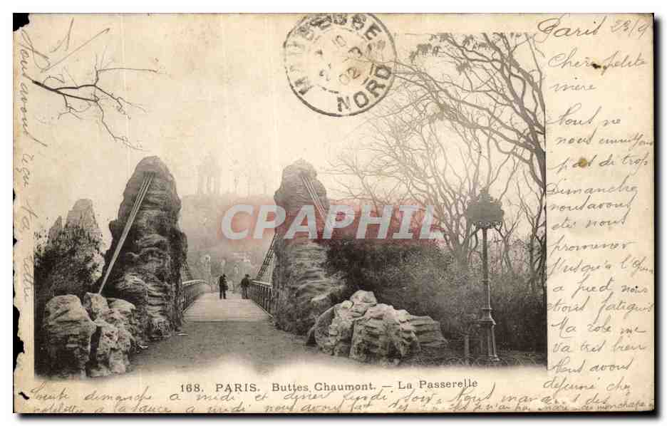 Paris CPA Buttes Chaumont la passerelle