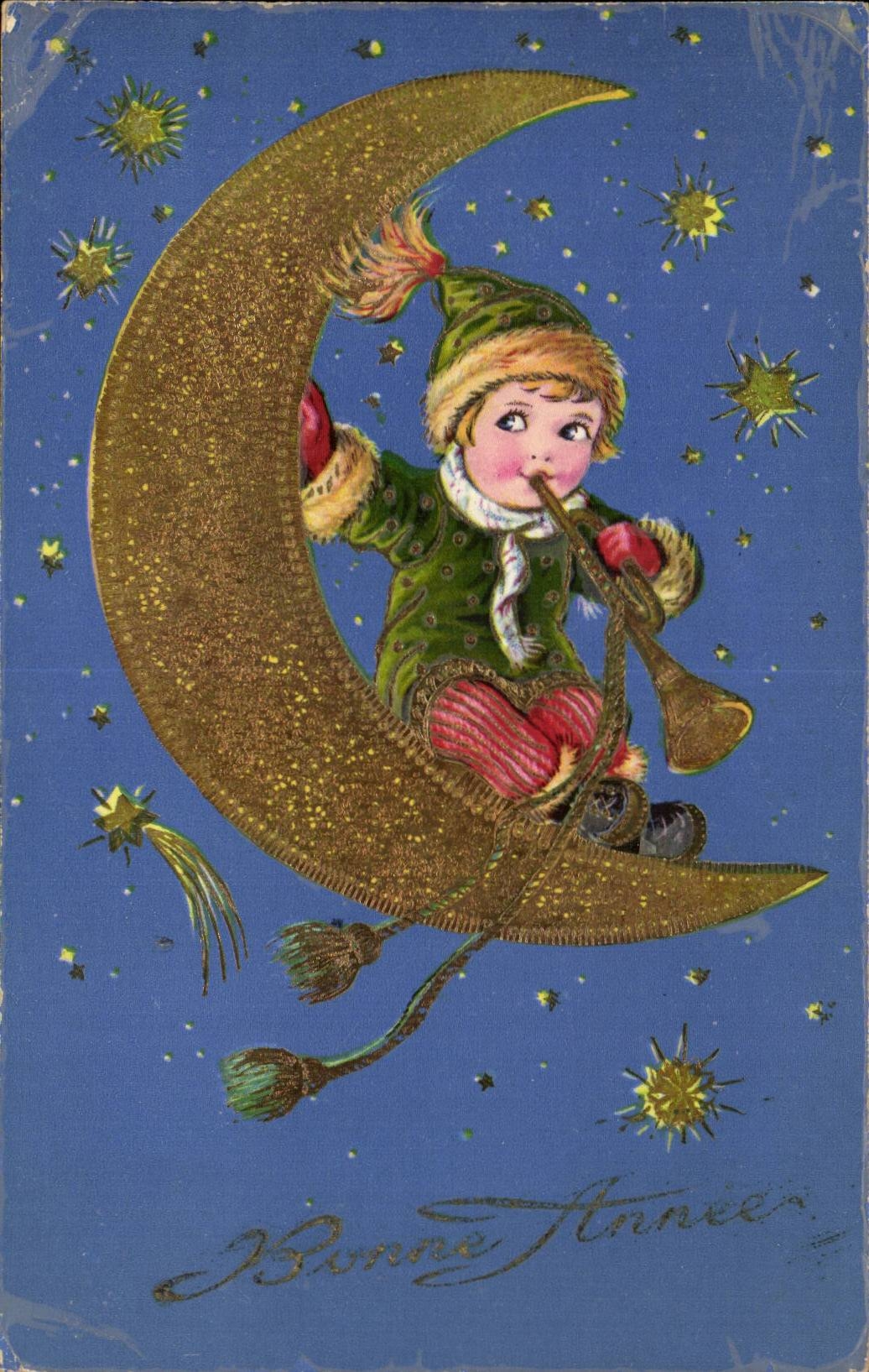 CPA Fantaisie Enfant lune doree