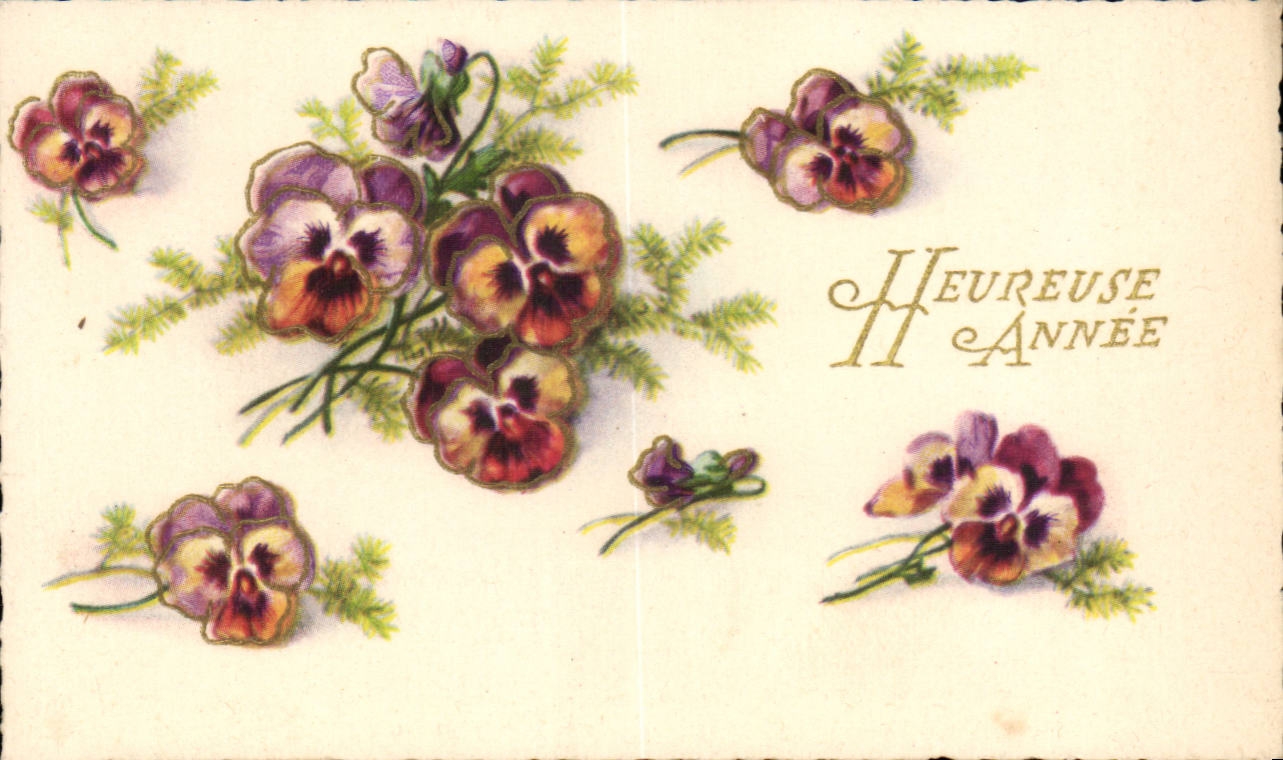 CPA Fantaisie Fleurs Heureuse annee