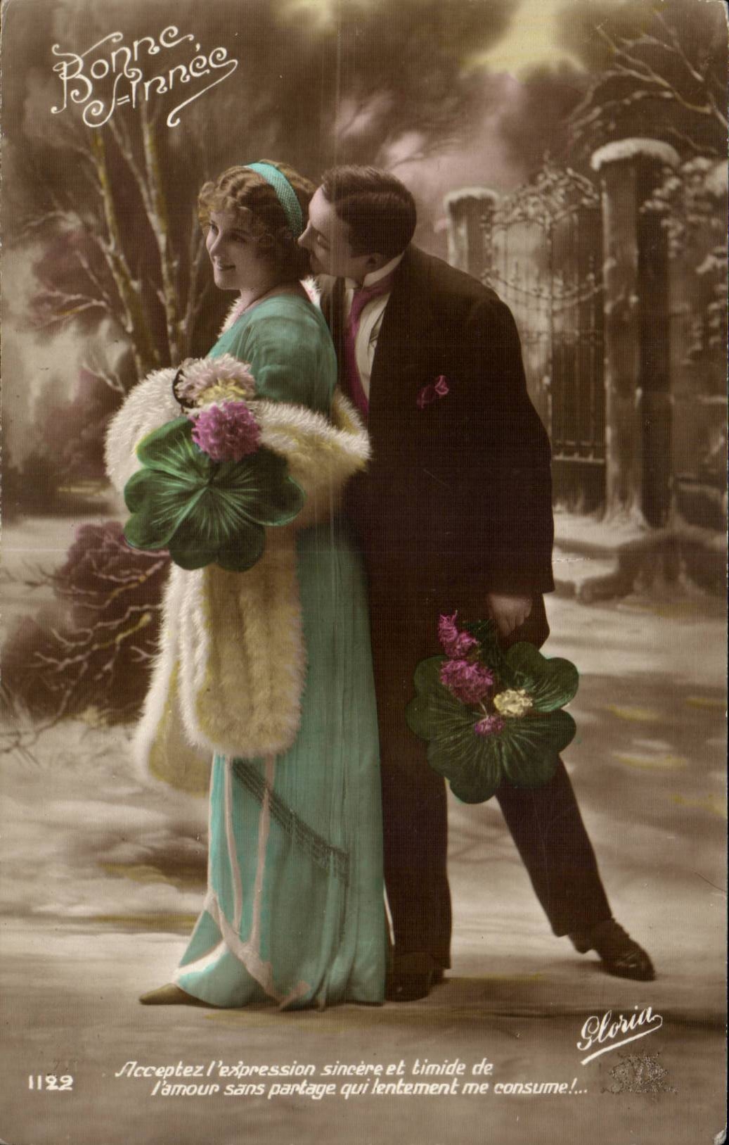Amour timide — scène hivernale — Bonne-France, n°1182