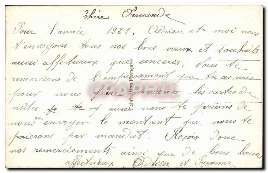 Femme en fourrure tenant un bouquet — Bonne Année — Suzy 788 — Verso