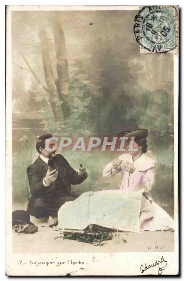 CPA Fantaisie Femme Dejeuner sur l'herbe