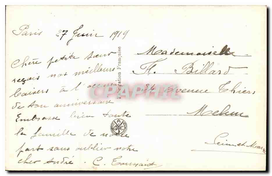 CPA Fantaisie fleur Rose — Verso