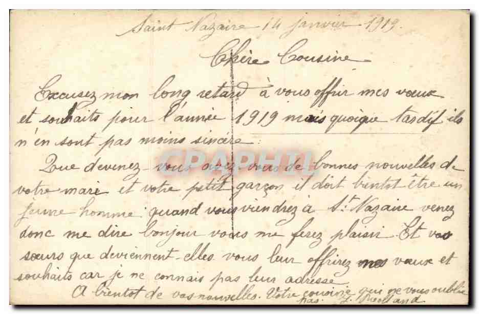 Femme en fourrure tenant un bouquet — Bonne Année — Dix Paris 2160 — Verso