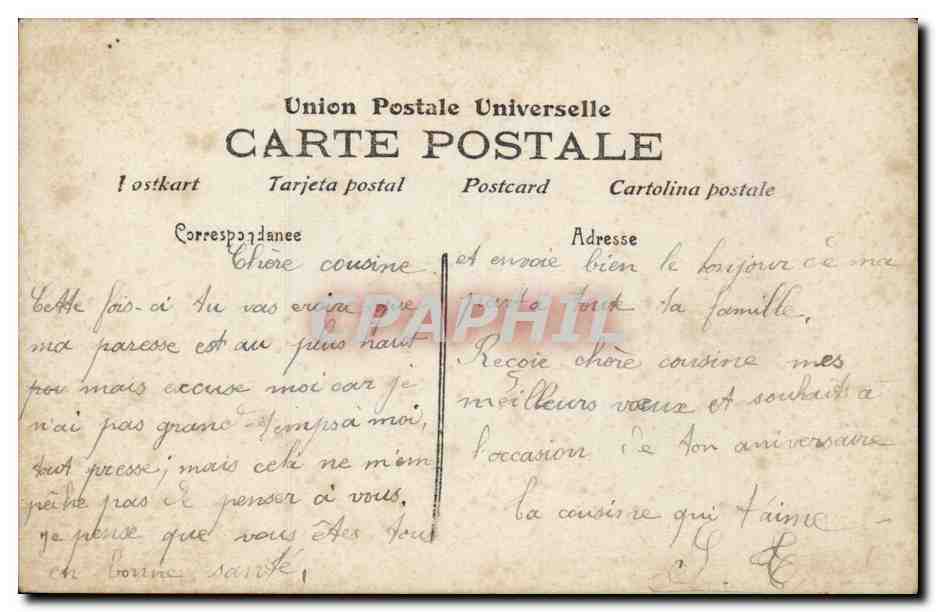 Femme avec bouquet — Bonne Fête — Union Postale Universelle — Reverso