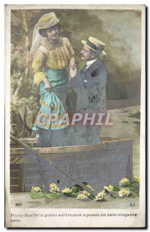Couple élégant en promenade — scène romantique — G.I. n° 17/1