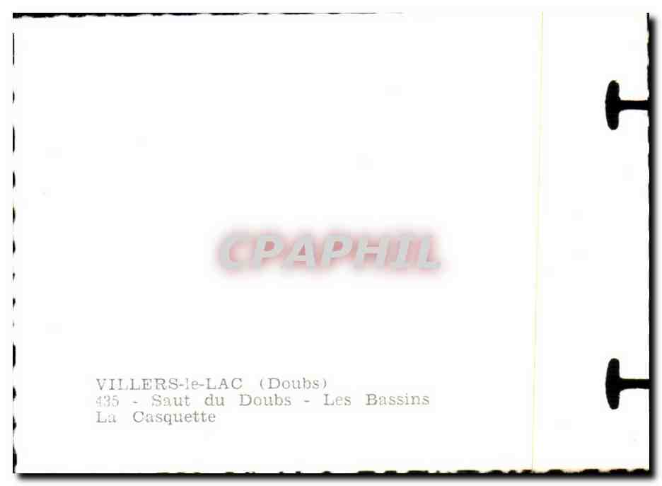 Villers-le-Lac (Doubs) — Les Bassins, La Casquette — éditeur Sipy, n°435 — Verso